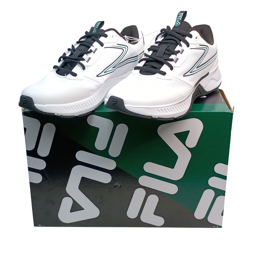 Fila Action-Stride Energized Sneakers Men Size 8 White Black Teal Athletic Shoes